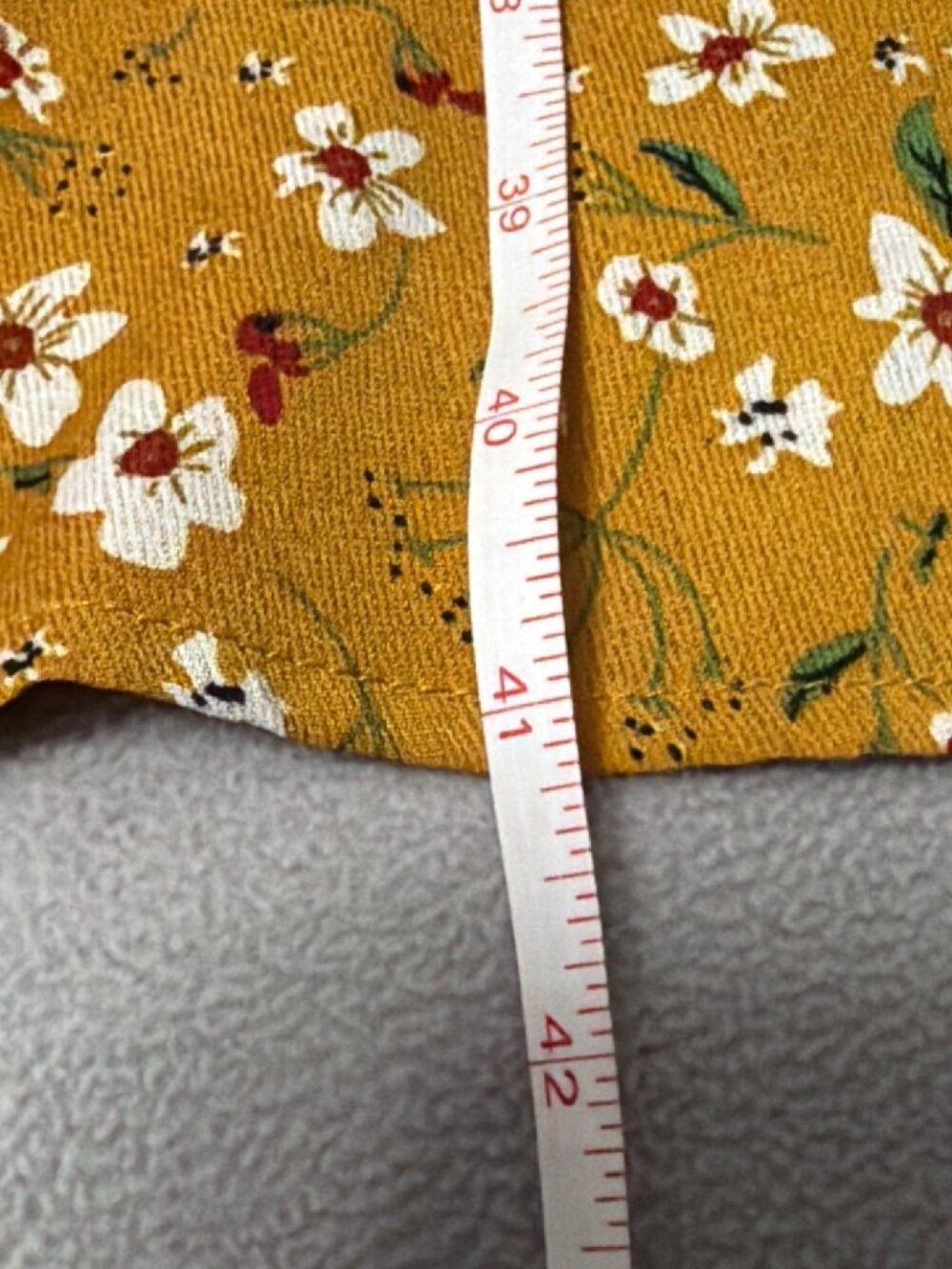 Floral Mustard Yellow Midi Dress With Elastic Waistband & Short Sleeves Fairy - Picture 5 of 5